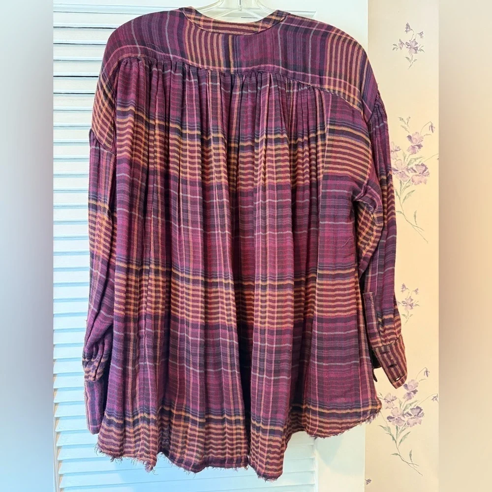 Free People Come On Over Plaid Button Down Top in Size XS